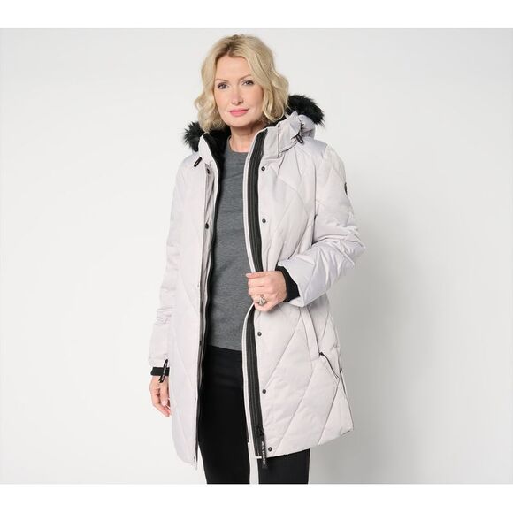 Arctic Expedition Women's Jacket Sz M Diamond Quilted Parka with White A661553 - Picture 1 of 4